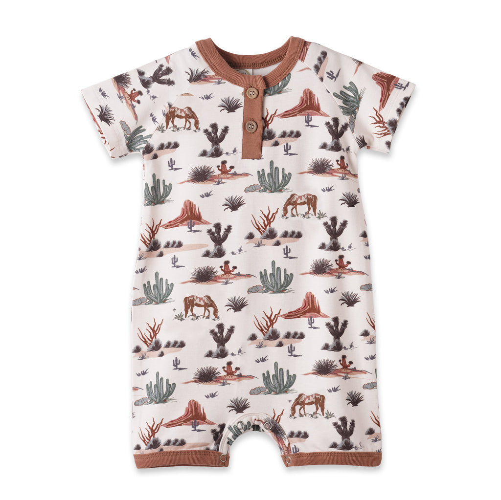 Pelele corto para bebé niño – Conjunto Henley Bamboo Cactus Trails