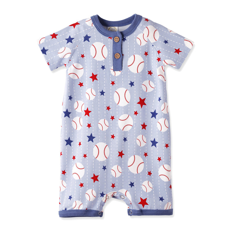 Pelele corto de bambú con estampado de béisbol Grand Slam para bebés niños