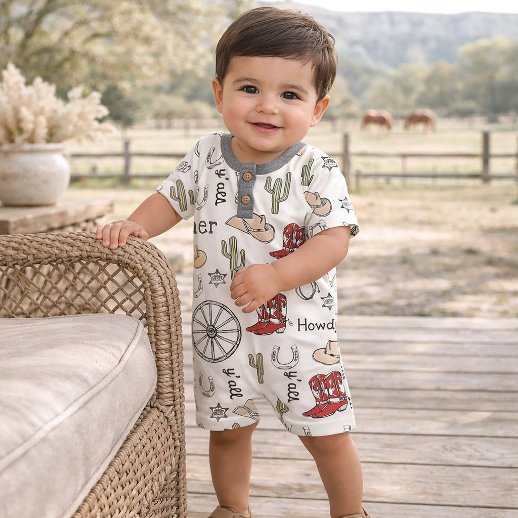 Mono Henley Howdy Partner – Vaquero Western de algodón