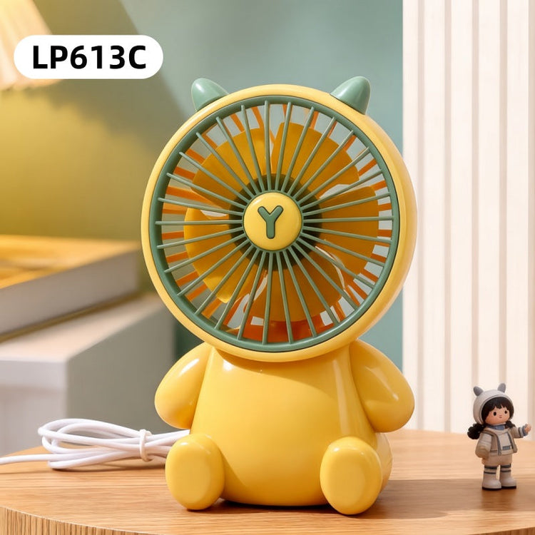 Mini ventiladores de escritorio creativos con forma de oso de dibujos animados, ventilador portátil de escritorio con gran caudal de aire, ventilador de mano con carga USB