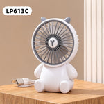 Mini ventiladores de escritorio creativos con forma de oso de dibujos animados, ventilador portátil de escritorio con gran caudal de aire, ventilador de mano con carga USB