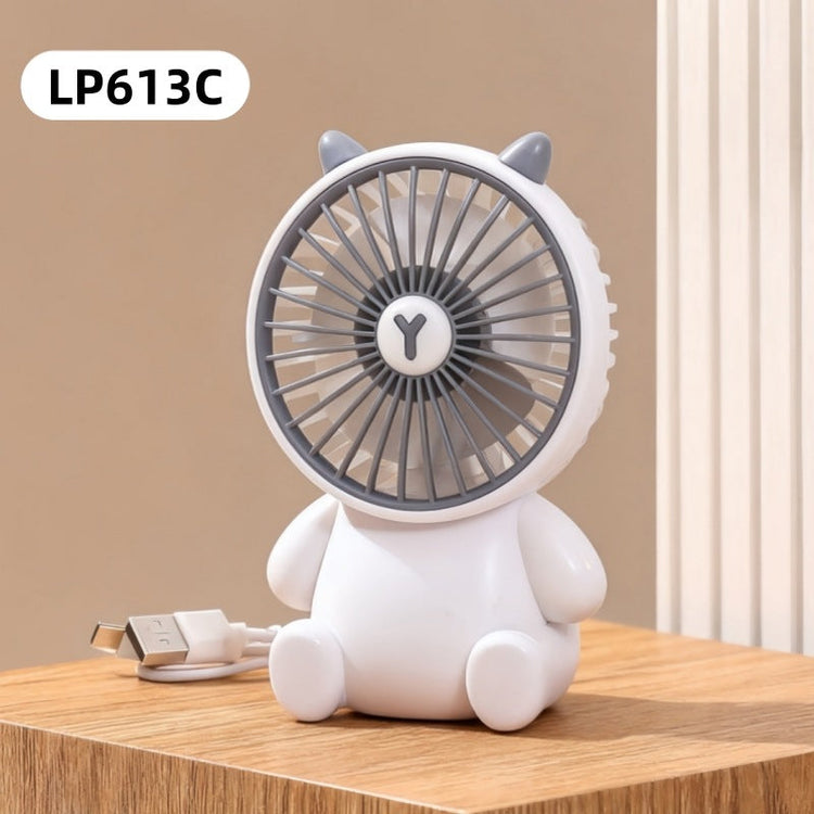 Mini ventiladores de escritorio creativos con forma de oso de dibujos animados, ventilador portátil de escritorio con gran caudal de aire, ventilador de mano con carga USB