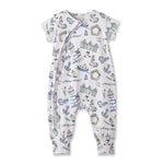 Pelele infantil con cremallera y estampado playero – Bambú con puños convertibles