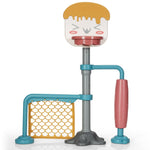 Juego de soporte de baloncesto ajustable en altura 3 en 1 con soporte para balón de fútbol y patines