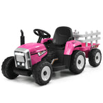 Tractor eléctrico de 12 V con pala cargadora de 3 velocidades para niños mayores de 3 años - Rosa