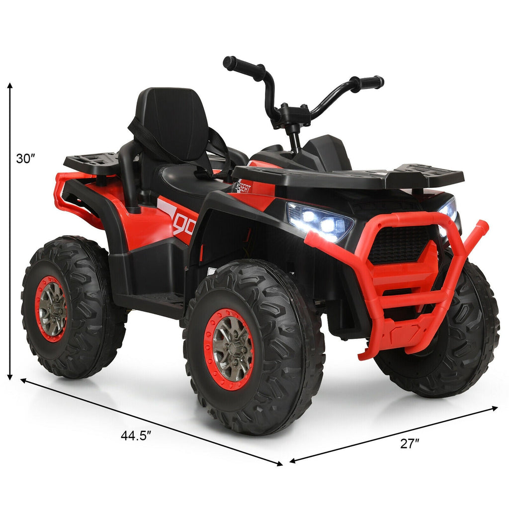 Quad eléctrico infantil de 12 V con MP3 y luces LED (rojo)