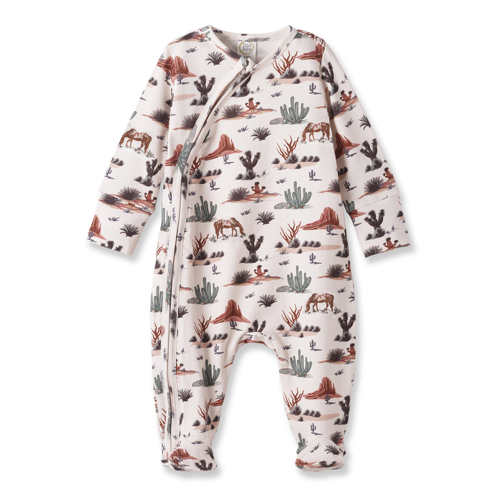 Pelele con cremallera para bebé – Pijama suave con estampado de cactus y bambú.