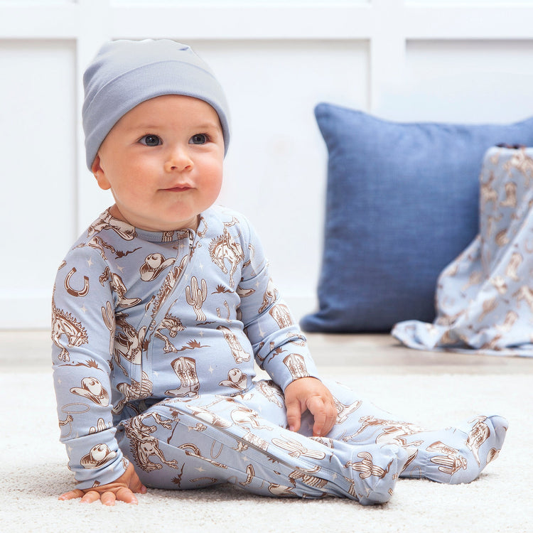 Mono de bambú con cremallera para bebé niño Wild Wrangler/Blue Western