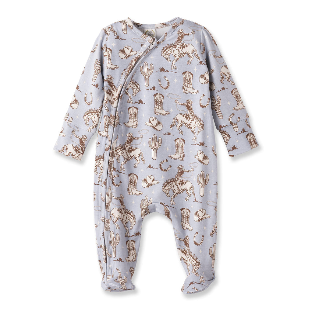 Mono de bambú con cremallera para bebé niño Wild Wrangler/Blue Western