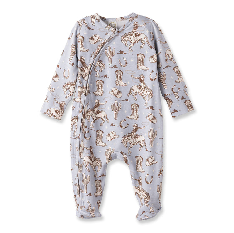 Mono de bambú con cremallera para bebé niño Wild Wrangler/Blue Western
