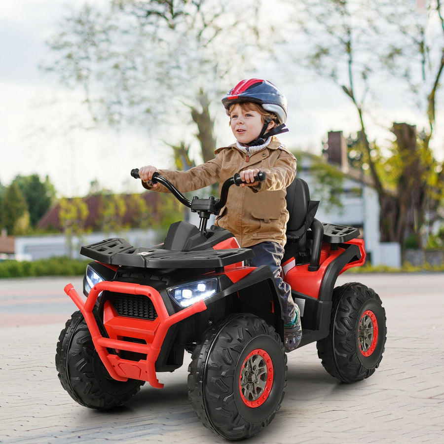 Quad eléctrico infantil de 12 V con MP3 y luces LED (rojo)