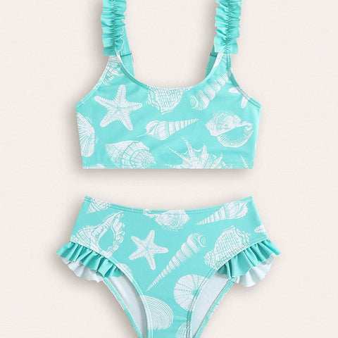 Bonito traje de baño de dibujos animados para niñas y bebés.