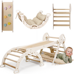Set de escalada Montessori 4 en 1: Triángulo Pikler, arco, tobogán y cojín para niños pequeños (1 a 3 años)