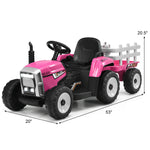 Tractor eléctrico de 12 V con pala cargadora de 3 velocidades para niños mayores de 3 años - Rosa