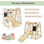 Gimnasio de escalada de madera 8 en 1 para interiores, ideal para niños (tejido natural).