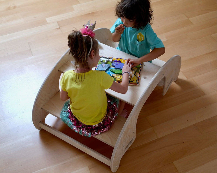 Juego de mesa y silla de madera Montessori 2 en 1