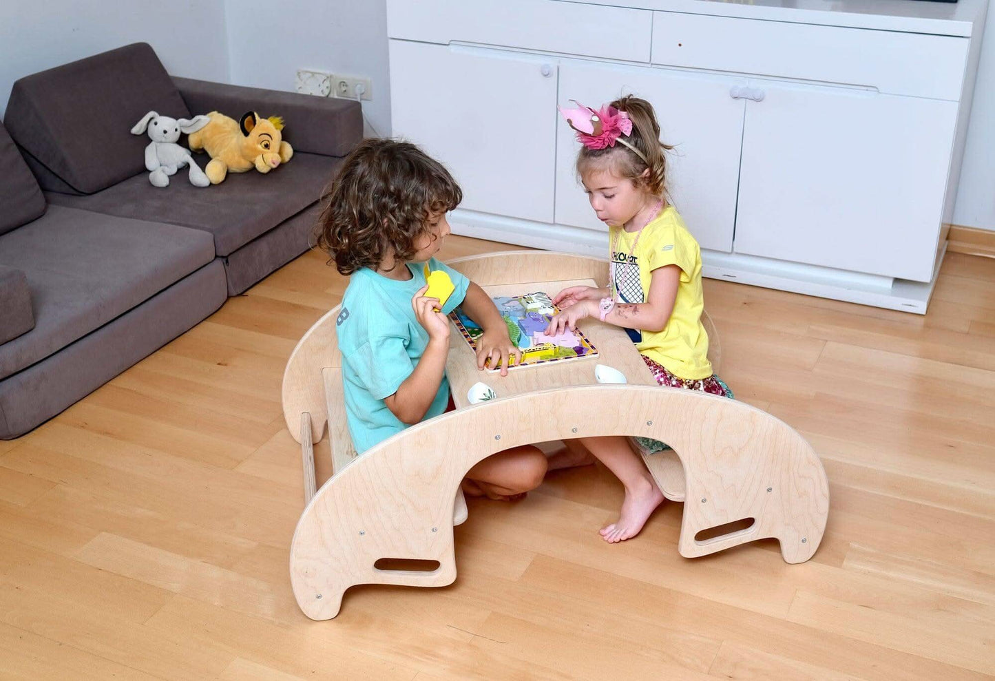 Juego de mesa y silla de madera Montessori 2 en 1