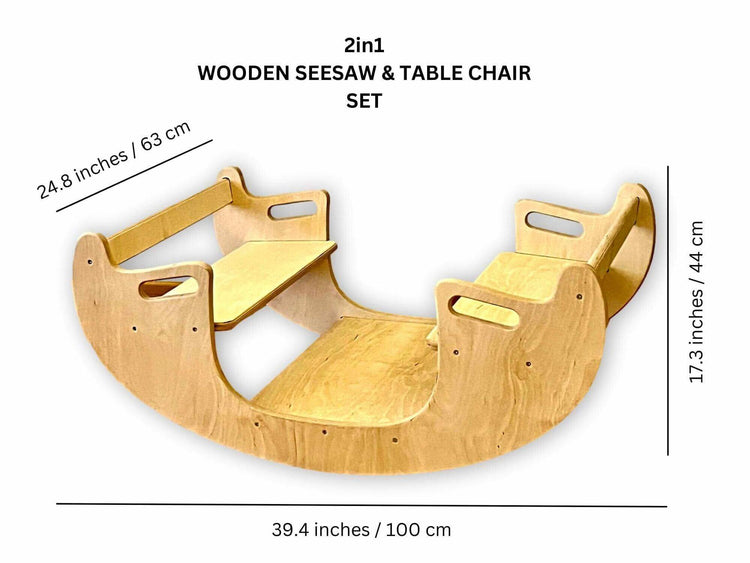 Juego de mesa y silla de madera Montessori 2 en 1