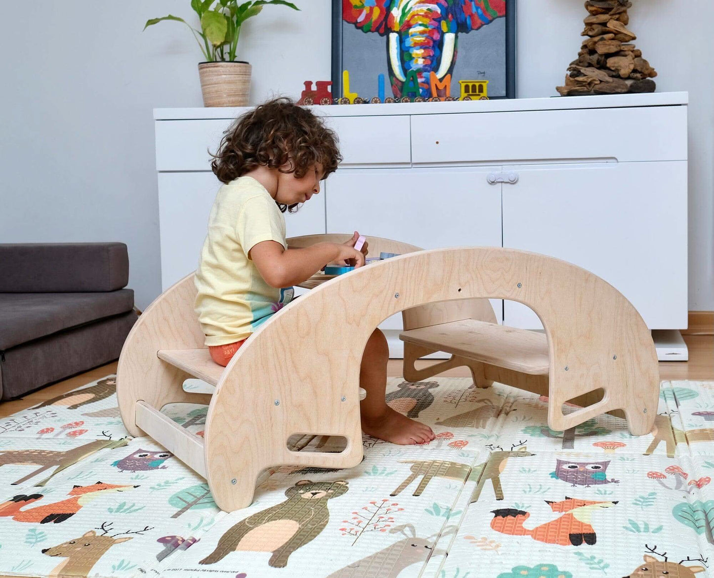 Juego de mesa y silla de madera Montessori 2 en 1