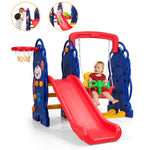Juego infantil 3 en 1 con estructura para trepar y columpio.