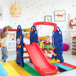 Juego infantil 3 en 1 con estructura para trepar y columpio.