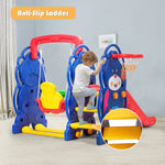 Juego infantil 3 en 1 con estructura para trepar y columpio.