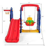 Juego infantil 3 en 1 con estructura para trepar y columpio.