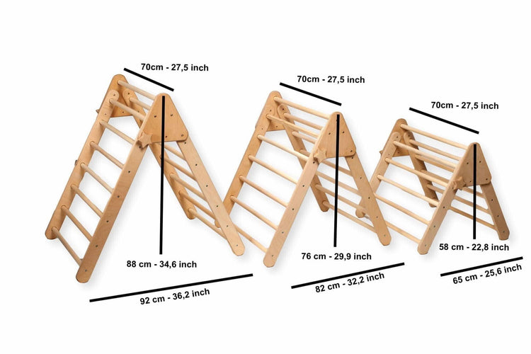 Juego de trepadores triangulares Montessori de 3 tamaños | Zona de juegos infantil de interior