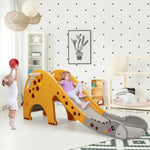 Juego infantil 3 en 1 con tobogán y aro de baloncesto - Amarillo