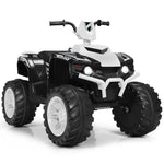 Vehículo infantil de 12 V con quad, luces LED, neumáticos con banda de rodadura y luces LED (blanco).