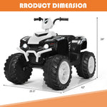 Vehículo infantil de 12 V con quad, luces LED, neumáticos con banda de rodadura y luces LED (blanco).
