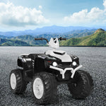 Vehículo infantil de 12 V con quad, luces LED, neumáticos con banda de rodadura y luces LED (blanco).