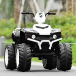 Vehículo infantil de 12 V con quad, luces LED, neumáticos con banda de rodadura y luces LED (blanco).