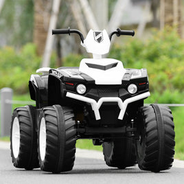 Vehículo infantil de 12 V con quad, luces LED, neumáticos con banda de rodadura y luces LED (blanco).