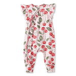 Pelele para bebé niña con estampado de cerezas y cremallera – Pijama suave de bambú con cremallera