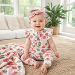 Pelele para bebé niña con estampado de cerezas y cremallera – Pijama suave de bambú con cremallera