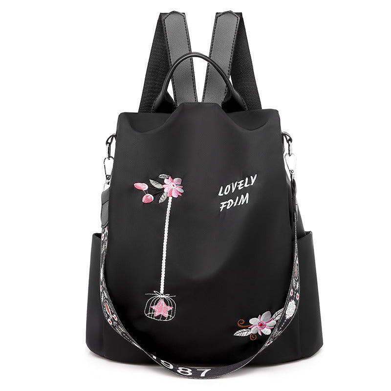 Mochila de tela para mujer, mochila bordada, bolso de nailon antirrobo impermeable para mujer, mochilas antirrobo de moda para mujer, bonita mochila escolar estampada, mochila de gran capacidad de alta calidad (