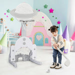 Juego de aro de baloncesto infantil 3 en 1 ajustable en altura con pelotas - Blanco