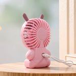 Mini ventiladores de escritorio creativos con forma de oso de dibujos animados, ventilador portátil de escritorio con gran caudal de aire, ventilador de mano con carga USB