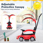 Cochecito de empuje 3 en 1 Mercedes-Benz con licencia, deslizable y con toldo - Rojo