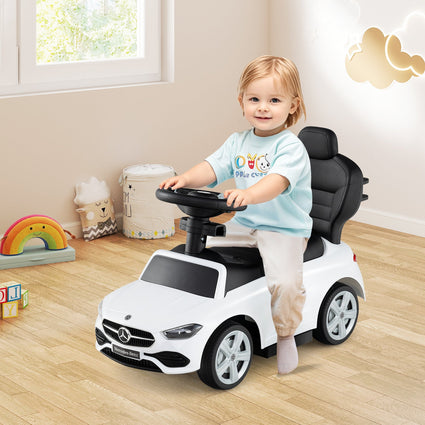 Cochecito de empuje 3 en 1 Mercedes-Benz con licencia, con toldo, color blanco.