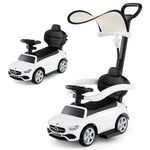 Cochecito de empuje 3 en 1 Mercedes-Benz con licencia, con toldo, color blanco.