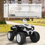 Vehículo infantil de 12 V con quad, luces LED, neumáticos con banda de rodadura y luces LED (blanco).