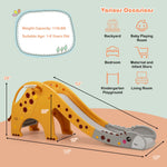 Juego infantil 3 en 1 con tobogán y aro de baloncesto - Amarillo