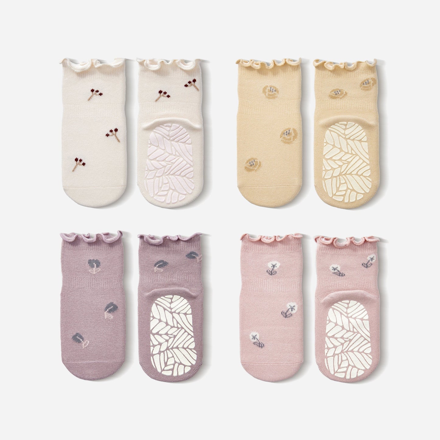 Novedad - Little Wonder Things - Orgánico - 4 pares de calcetines antideslizantes para bebés y niños pequeños