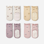 Novedad - Little Wonder Things - Orgánico - 4 pares de calcetines antideslizantes para bebés y niños pequeños
