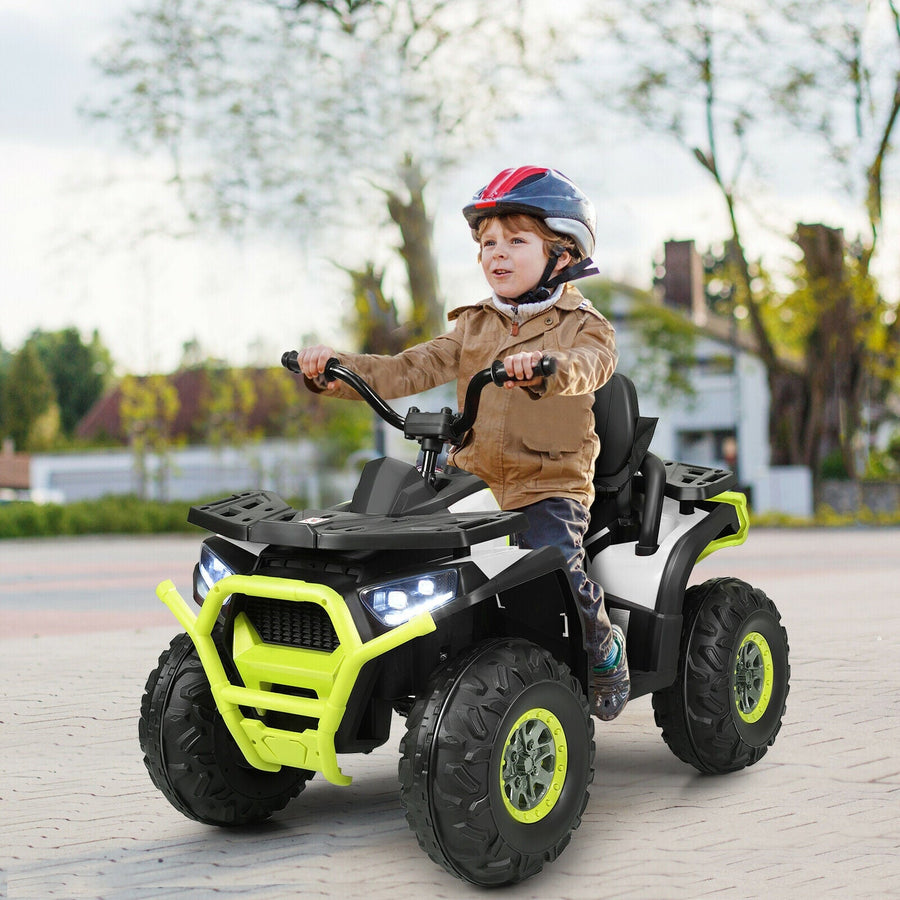 Quad eléctrico infantil de 12 V con MP3 y luces LED (blanco)