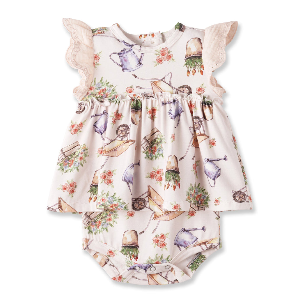 Body con falda Sweet Garden – Conjunto de bebé de bambú