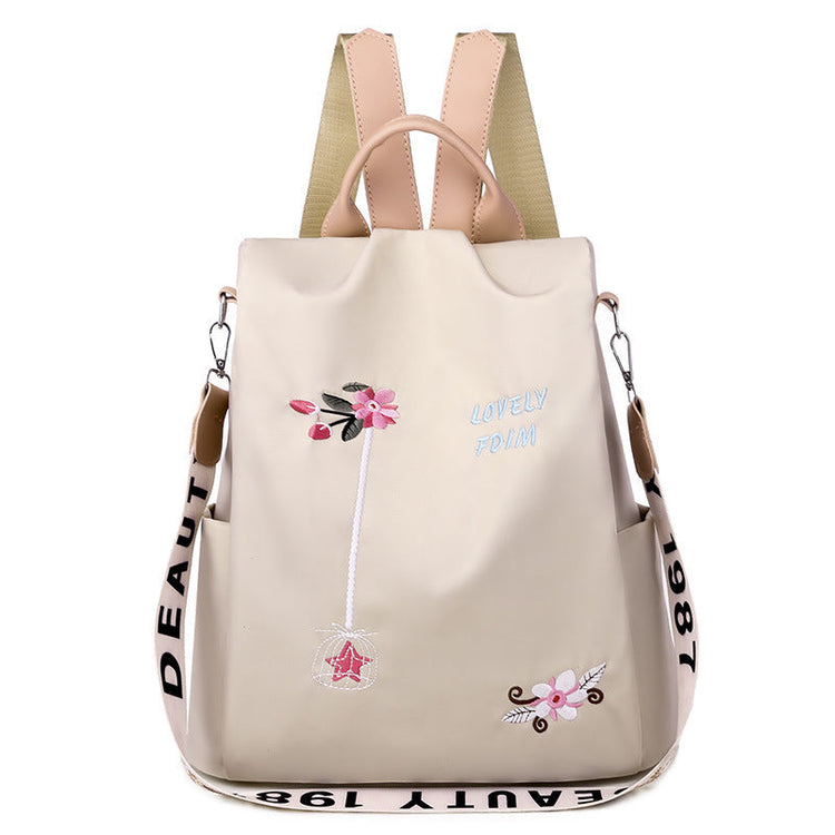 Mochila de tela para mujer, mochila bordada, bolso de nailon antirrobo impermeable para mujer, mochilas antirrobo de moda para mujer, bonita mochila escolar estampada, mochila de gran capacidad de alta calidad (