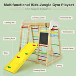 Gimnasio de escalada de madera 8 en 1 para interiores, ideal para niños (multicolor).
